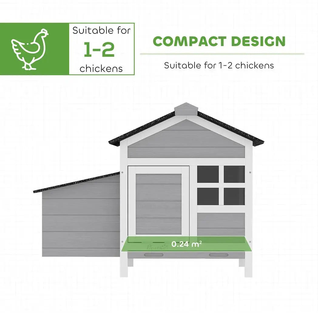 PawHut Wooden Chicken Coop with Pull-Out Tray Nesting Box for 1-2 Chickens - from PawHut
