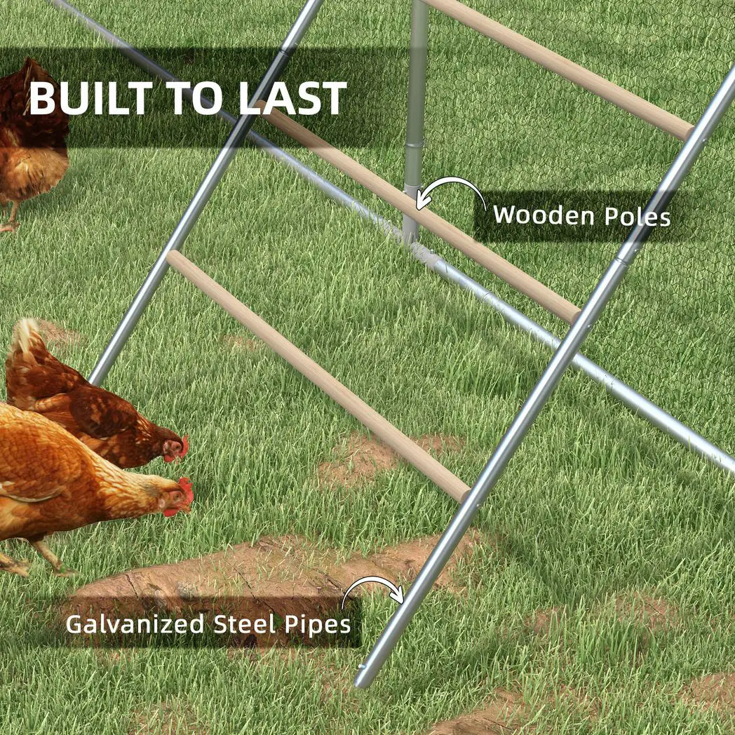 PawHut Chicken Perch for Coop, Wooden and Galvanised Steel Roosting Bar Jungle Gym, Chicken Roosting Ladder for Backyard Farm - from PawHut
