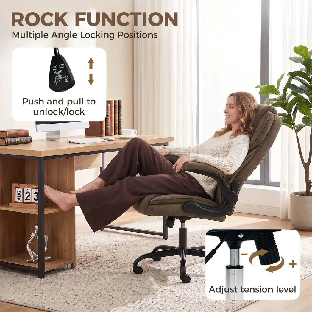 HOMCOM Office Chair, Ergonomic Desk Chair with Flip-up Armrest, Pocket Springs, Swivel Wheels, Adjustable Height, Brown - from HOMCOM