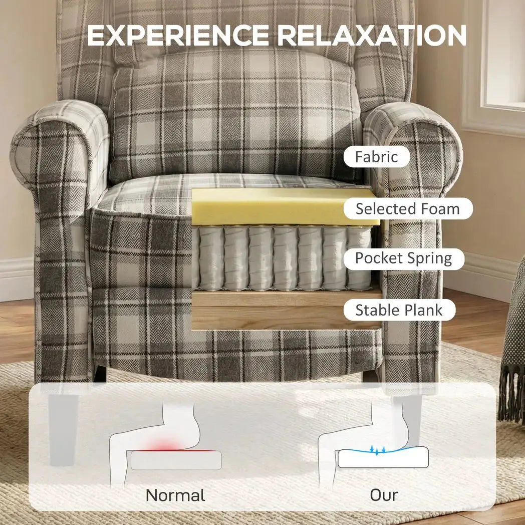 HOMCOM 160° Reclining Armchair, with Footrest - Grey and White - from HOMCOM