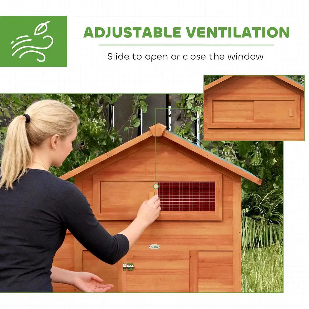 PawHut Chicken Coop, Wooden Hen House with Nesting Box, Pull-Out Tray, Sliding Window, Waterproof Roof, Perches and Ramp - from PawHut