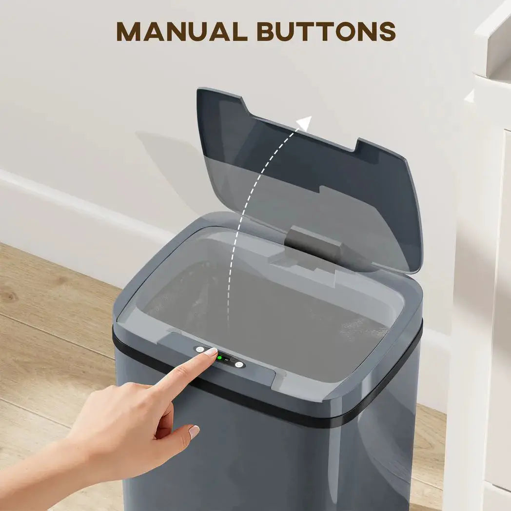 HOMCOM 15L Sensor Bin, Automatic Touchless Kitchen Bin, Easy Clean, Battery Operated for Home Office, Bedroom, Bathroom, Grey - from HOMCOM