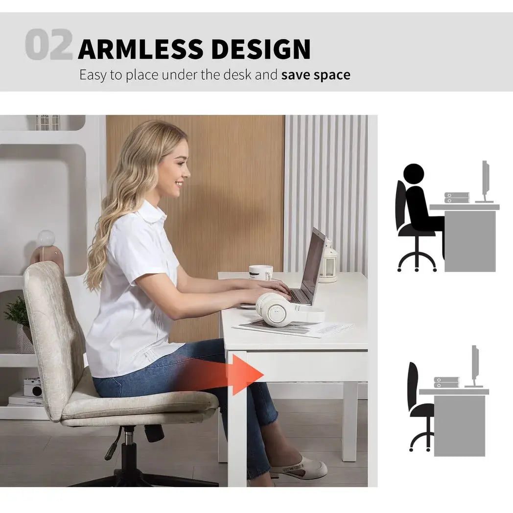 HOMCOM Criss Cross Chair with Wheels, No Arms - Beige - from HOMCOM