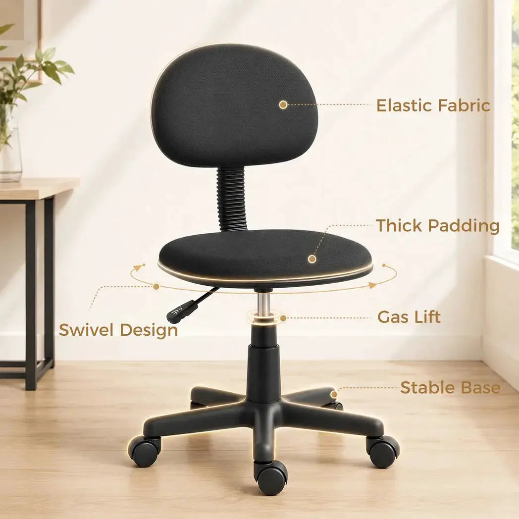 HOMCOM Small Armless Office Chair - Black - from HOMCOM