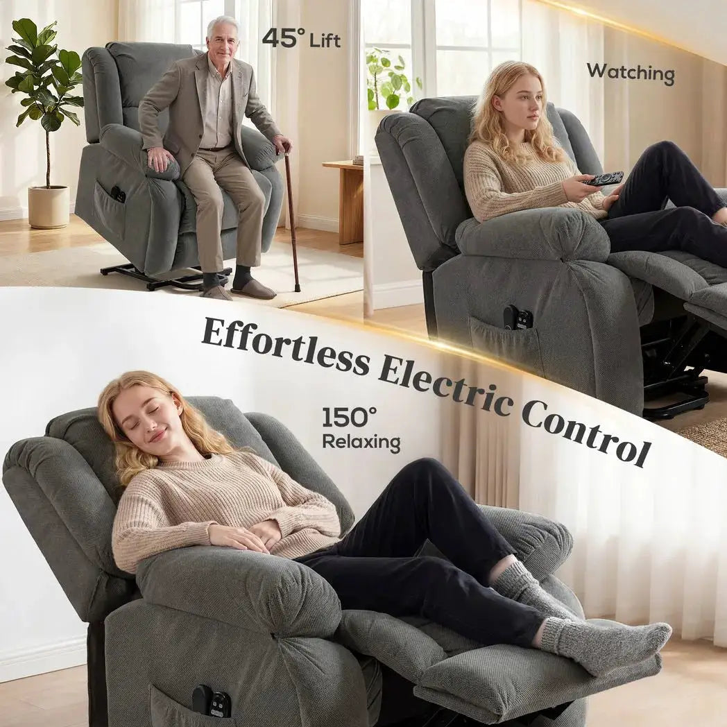 HOMCOM Recliner Armchair Lift Chair, Electric Recliner Chair with Vibration Massage and Heat, Wide Seat, USB Port, Grey - from HOMCOM
