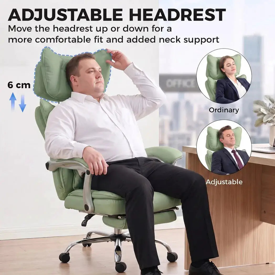 HOMCOM Executive Office Chair, PU Big and Tall Office Chair 180 kg with Wide Seat, Reclining, Lumbar Support, Light Green - from HOMCOM