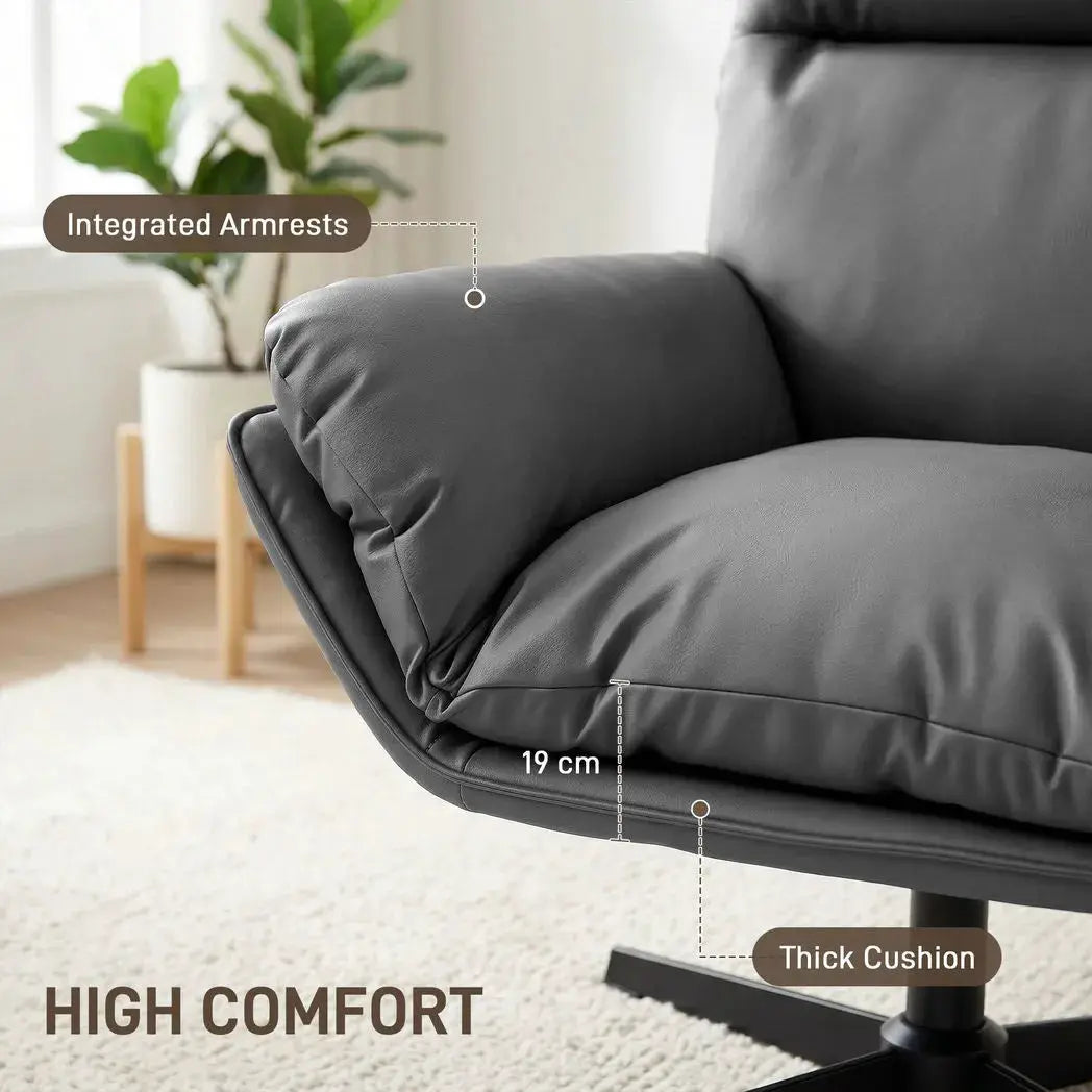 HOMCOM Accent Chair with 360 Swivel Armchair for Living Room with Padded Cushion Dark Grey - from HOMCOM