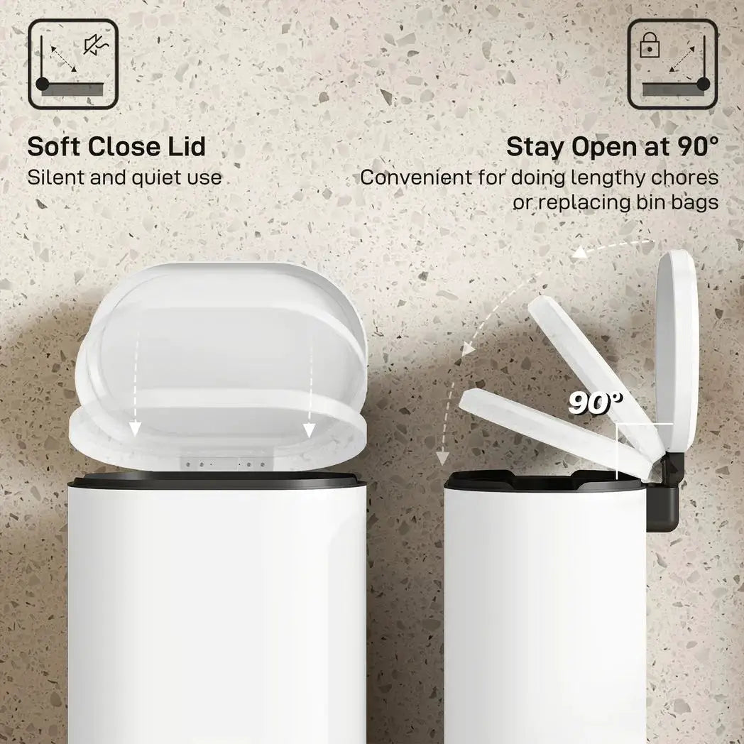 HOMCOM 30 L Modern Curved Kitchen Bin - Cream - from HOMCOM