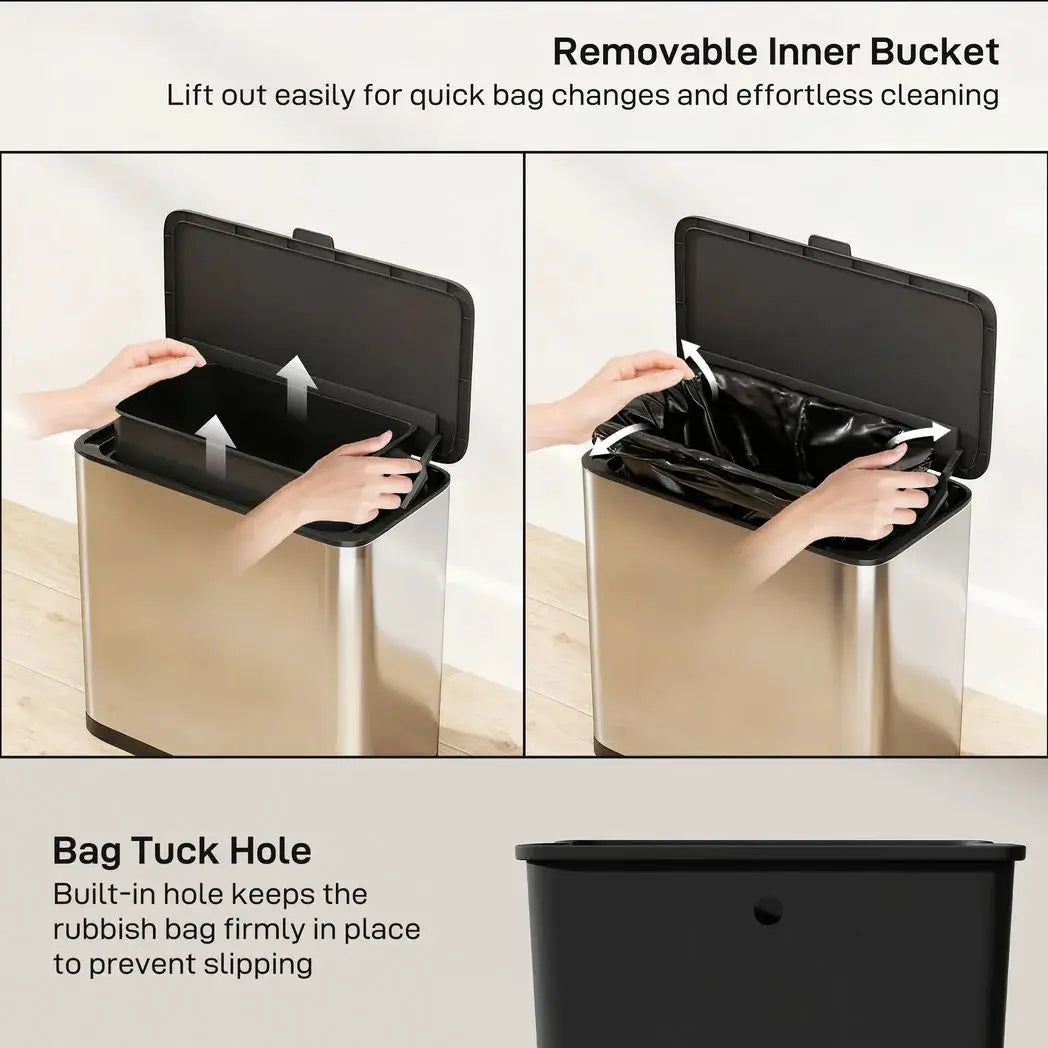 HOMCOM 8L Hanging Kitchen Bin, Rubbish bin with Lid and Removable Inner Bucket for Under Cabinet Door, Under Sink, Office - from HOMCOM