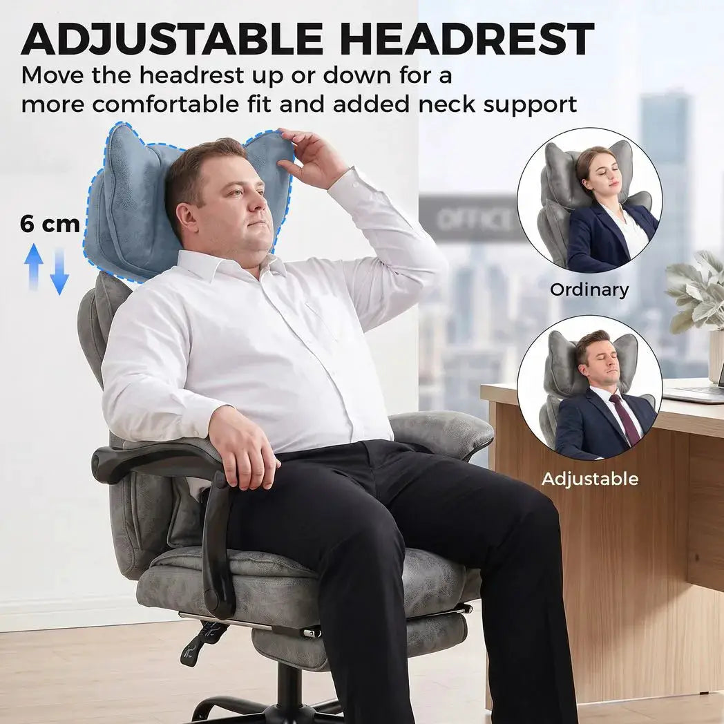 HOMCOM Executive Office Chair, Leathaire Big and Tall Office Chair 180 kg with Wide Seat, Reclining, Lumbar Support, Grey - from HOMCOM