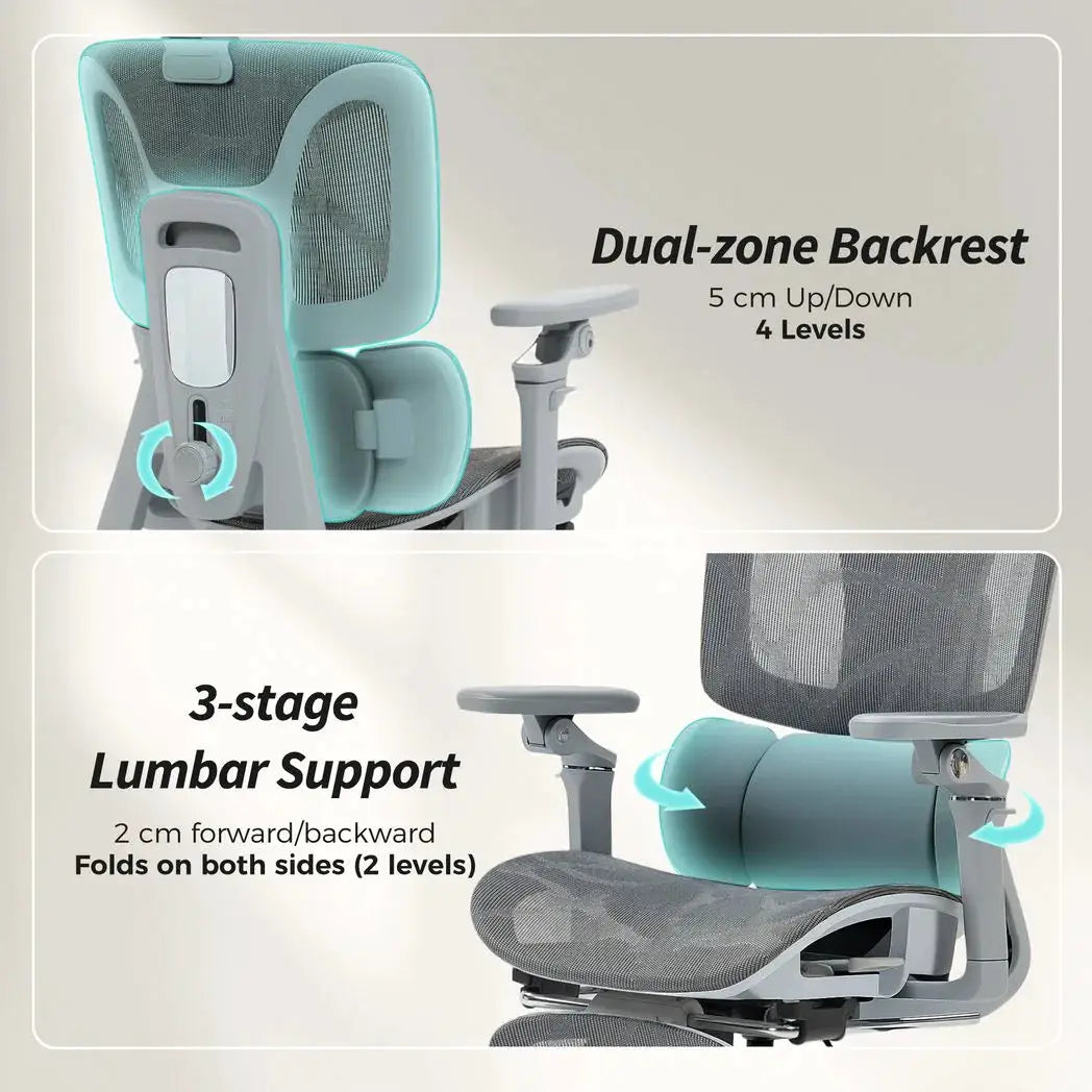 HOMCOM Ergonomic Office Chair, High Back Mesh Desk Chair, Grey - from HOMCOM