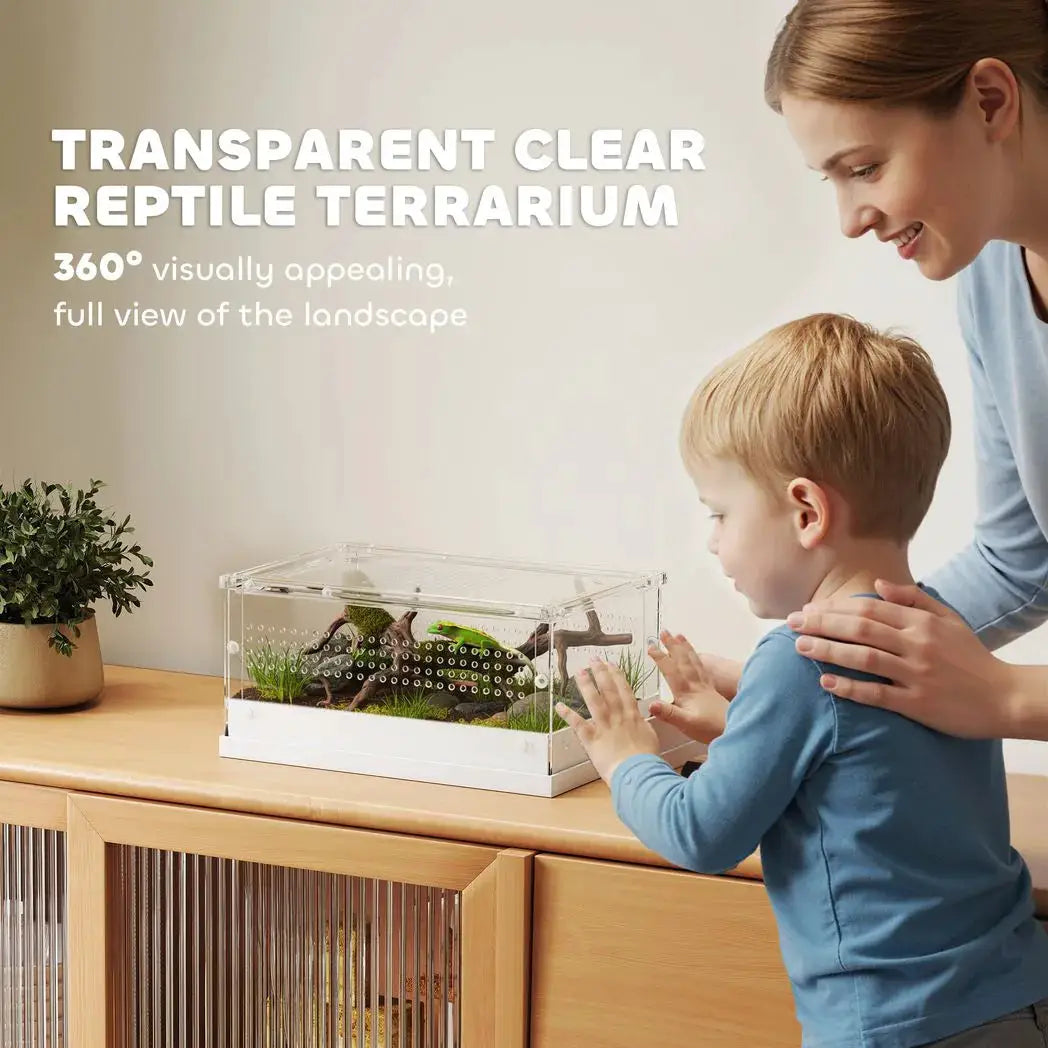 PawHut Acrylic Reptile Terrarium with Top Sliding Door, Vents, for Snake, Frog, Spider, Gecko, Tarantula, 30 x 20 x 15 cm - from PawHut