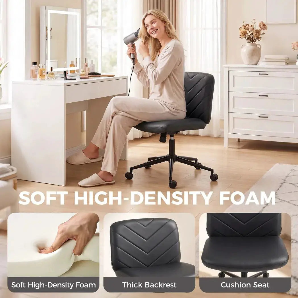 HOMCOM Home Office Desk Chair Height Adjustable Swivel Chair Cross Legged Wide Seat Swivel Wheels Black - from HOMCOM