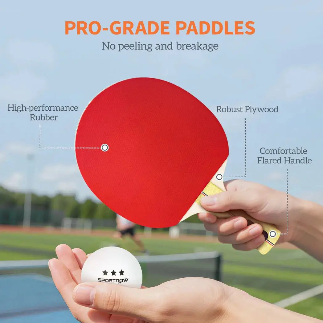 SPORTNOW Portable Table Tennis Set with Four Rackets, Eight Balls, Storage Case - from SPORTNOW