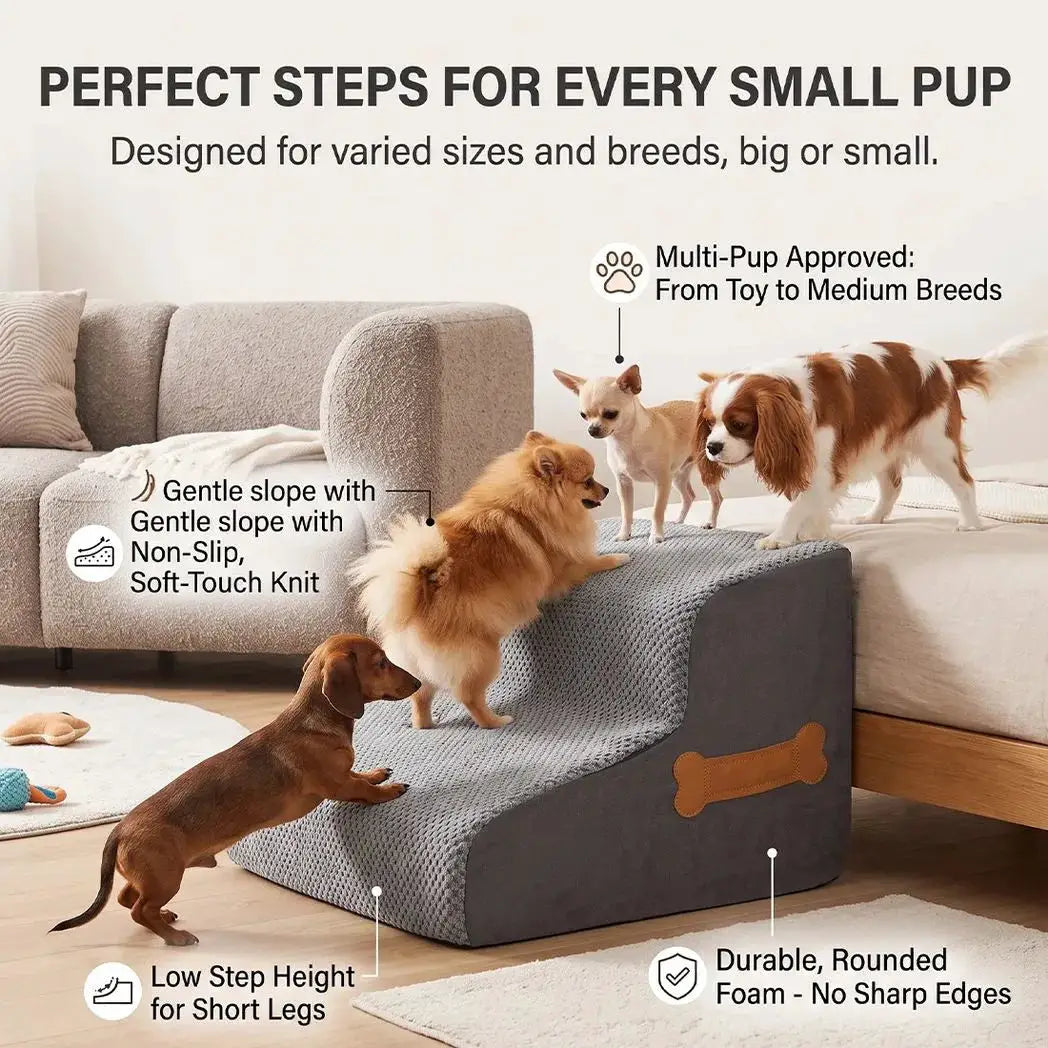 2Step Dog Stairs Pet For Bed Sofa Cats Ladder Ramp With Removable Cover Portable - from N/A