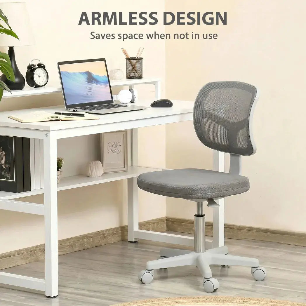 Vinsetto Small Office Chair without Arms, Ergonomic Swivel Mesh Desk Chair with Curved Back, Dark Grey - from Vinsetto