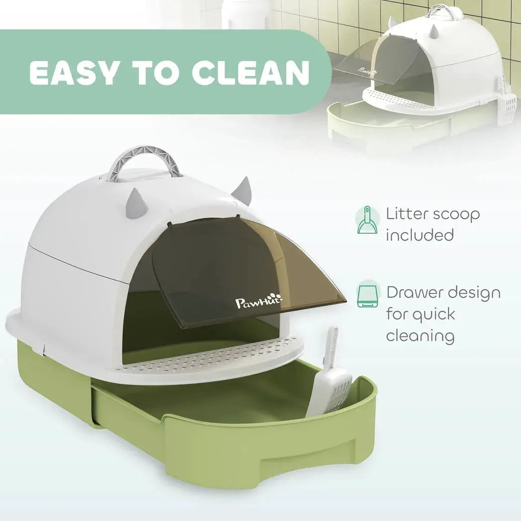 PawHut Enclosed Cat Litter Box w/ Pull-Out Drawer, Scoop, Deodorising Bags for Odour Control, Privacy, Portable, Easy to Clean - from PawHut