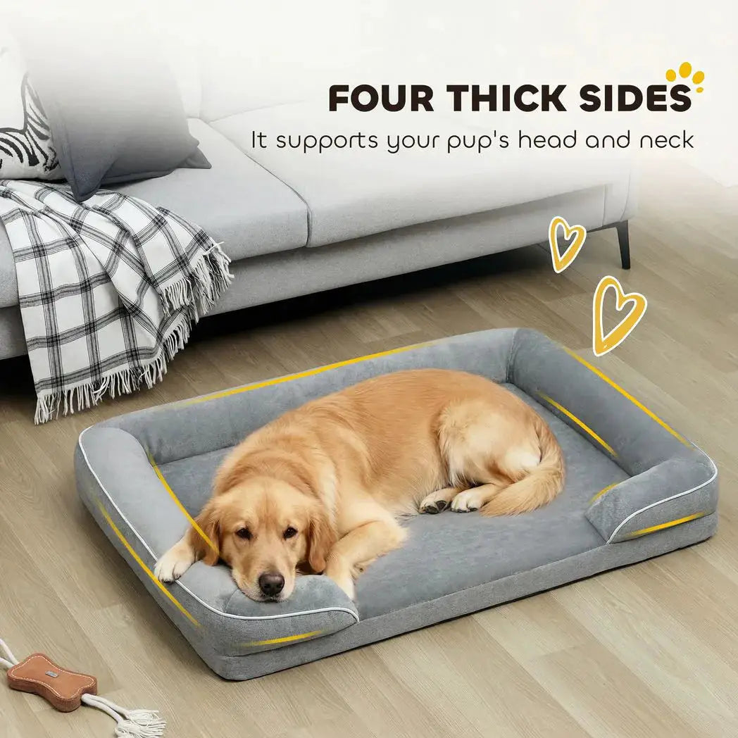 PawHut Dog Sofa Bed, Washable Pet Bed with Removable Cover and Non-Slip Bottom for Small, Medium and Large Dogs, Grey - from PawHut