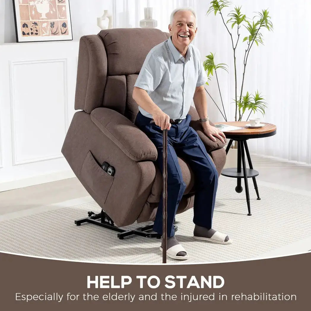 HOMCOM Power Lift Recliner Chair with Vibration Massage, Lift Chair for Elderly with Footrest, Remote, Side Pocket, Dark Brown - from HOMCOM