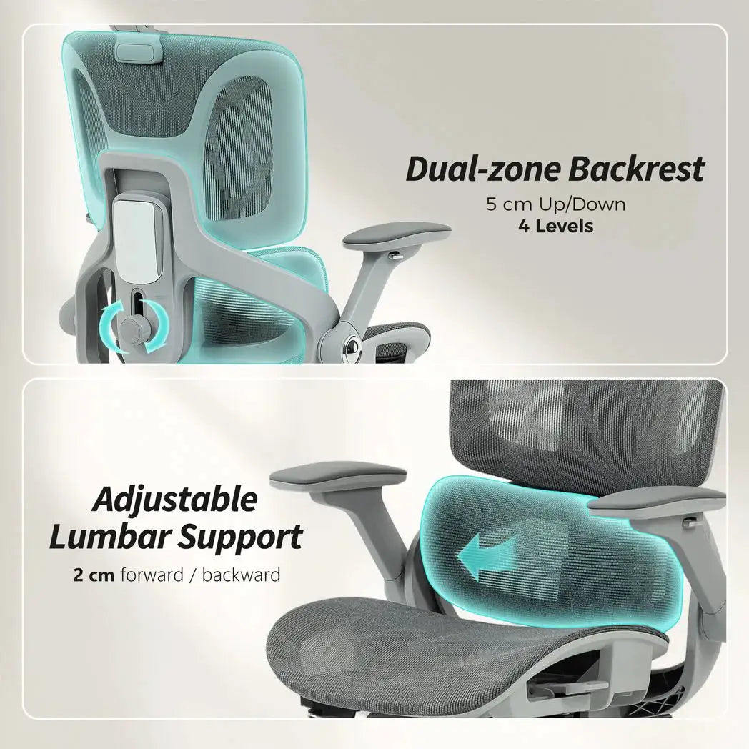 HOMCOM Ergonomic Office Chair, High Back Mesh Desk Chair, Grey - from HOMCOM