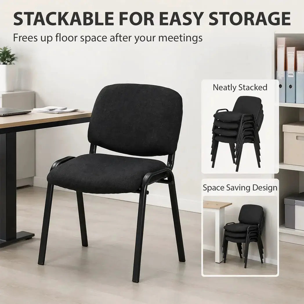 HOMCOM Meeting Chair, Stackable Ergonomic Office Chair with Padded Seat, Curved Backrest for Conference Room, Black - from HOMCOM