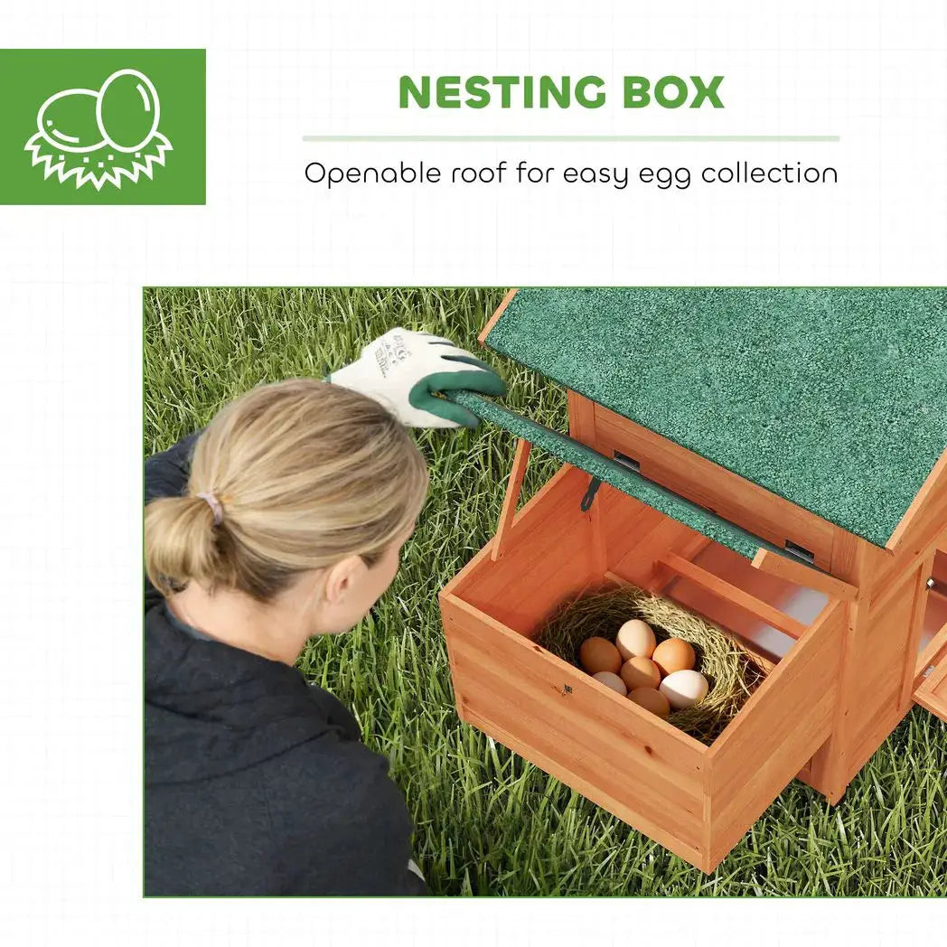 PawHut Chicken Coop, Wooden Hen House with Nesting Box, Pull-Out Tray, Sliding Window, Waterproof Roof, Perches and Ramp - from PawHut
