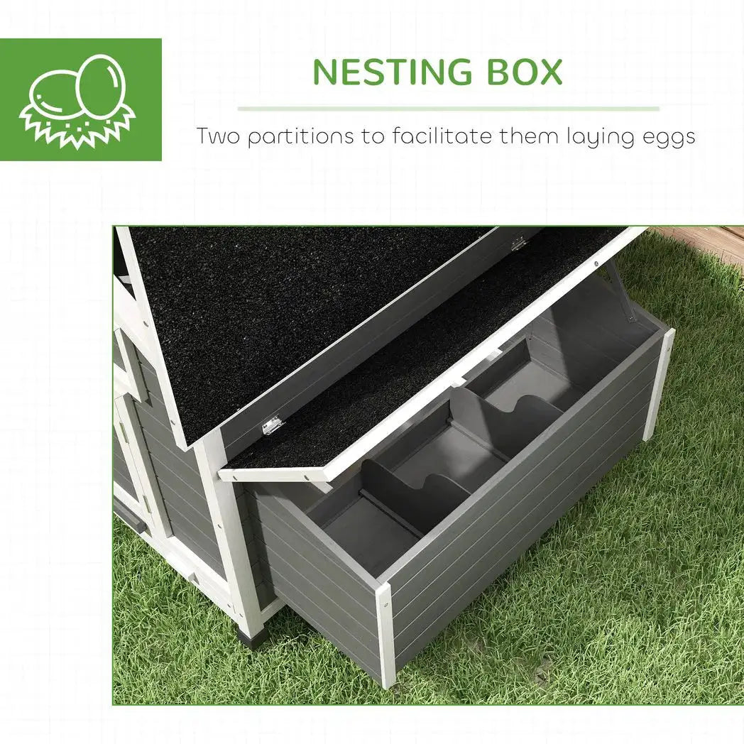 PawHut Chicken Coop, Wooden Outdoor Hen House with Nesting Box, Openable Waterproof Top, Pull-Out Tray, 150 x 100 x 97cm - from PawHut