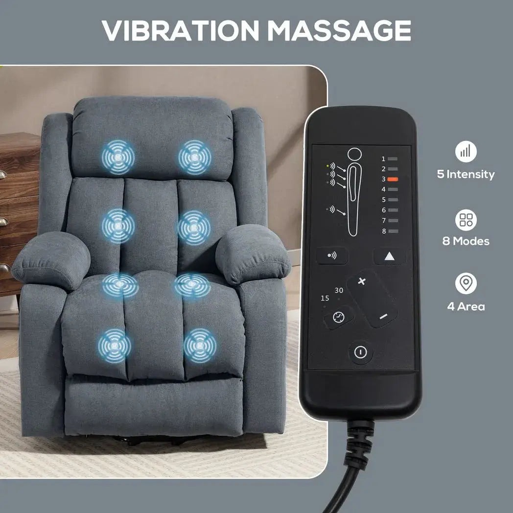HOMCOM Power Lift Recliner Chair with Vibration Massage, Lift Chair for Elderly with Footrest, Remote, Side Pocket, Grey - from HOMCOM