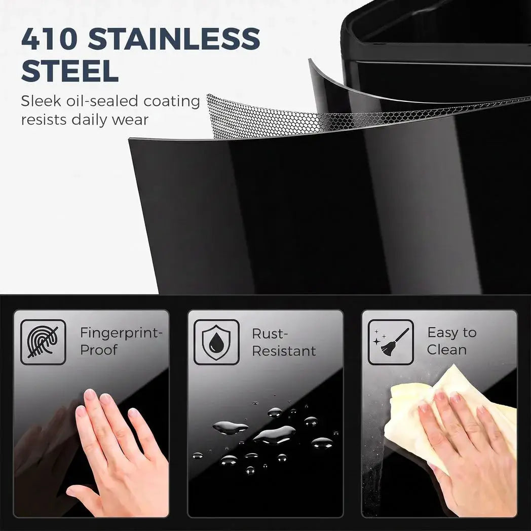HOMCOM 2 x 30L Double Kitchen Bin, Stainless Steel Pedal Rubbish Bin with Dual Compartments, Soft Close Lids, High Gloss Black - from HOMCOM
