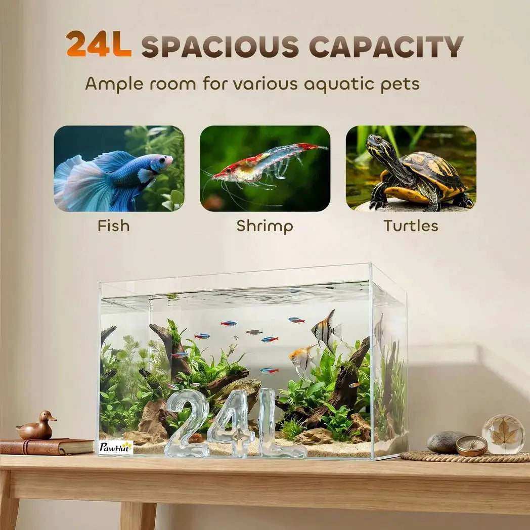 PawHut Fish Tank Bare Glass for DIY Glass Aquarium with Protective Base Mat 24L Transparent for Fish Shrimps - from PawHut