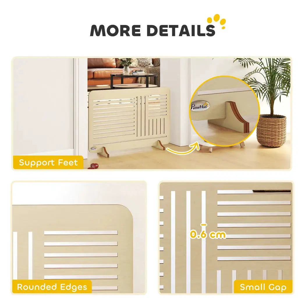 PawHut Freestanding Pet Gate, Portable Dog Barrier Gate with Feet for Small Breeds, 75 x 53 cm, Natural Wood - from PawHut