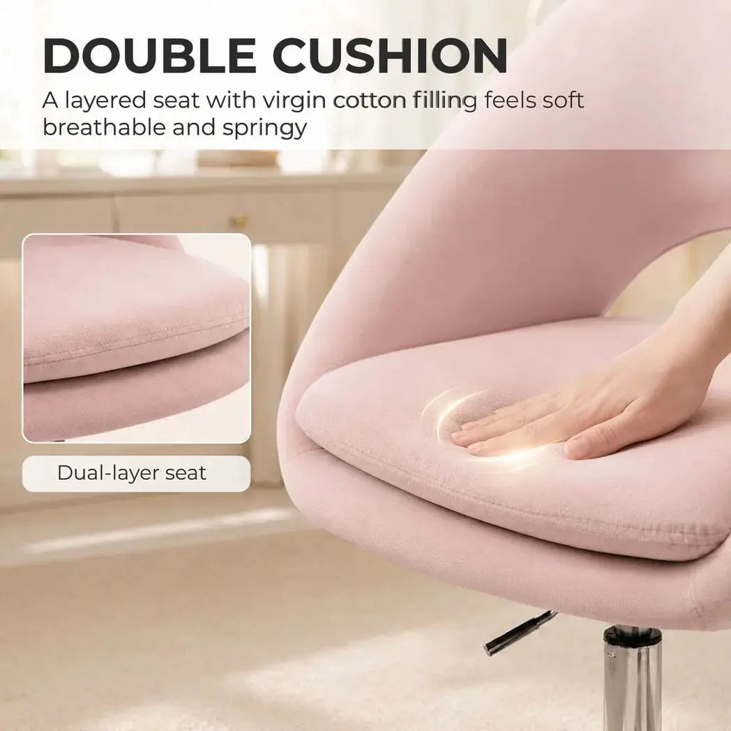 HOMCOM Velvet Desk Chair, Modern Office Chair with Height-Adjustable, Wheels, for Home Study Bedroom, Pink - from HOMCOM