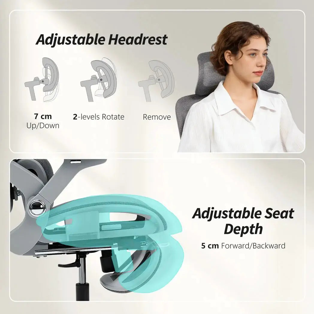 HOMCOM Ergonomic Office Chair, High Back Mesh Desk Chair, Grey - from HOMCOM
