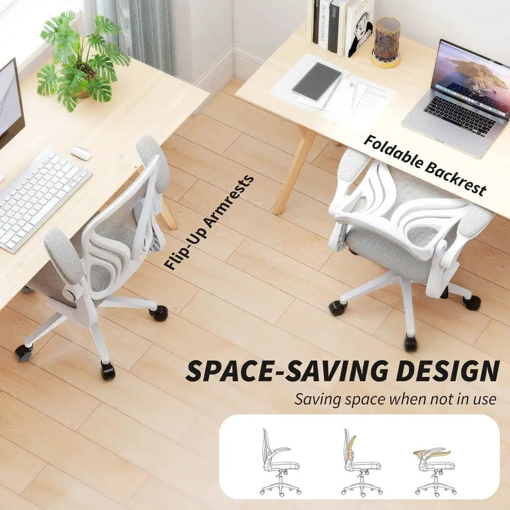 HOMCOM Mesh Office Chair with Foldable Backrest - Light Grey - from HOMCOM