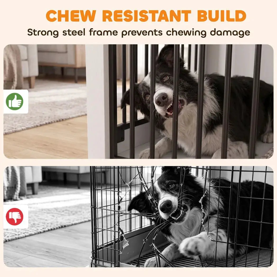 PawHut 100 cm Large Dog Crate Furniture with Sliding Barn Door for Large Dogs, White - from PawHut