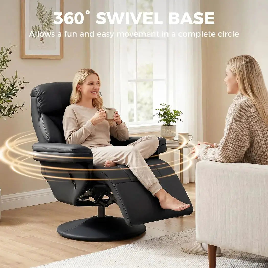 HOMCOM Upholstered Reclining Armchair, Manual Recliner Chair with Footrest and Adjustable Backrest, Black - from HOMCOM