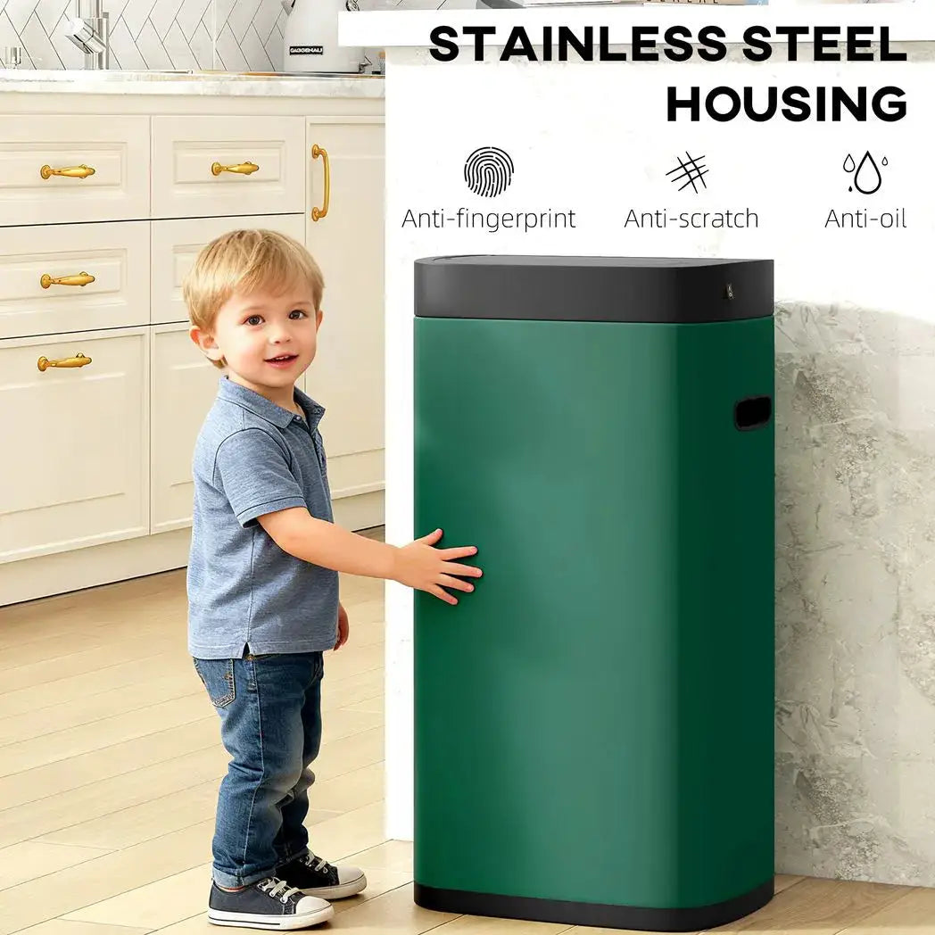 HOMCOM 50L Sensor Bin, Automatic Kitchen Bin, Manual Override, Battery Operated, Inner-Bucket-Free, for Kitchen, Bedroom - from HOMCOM