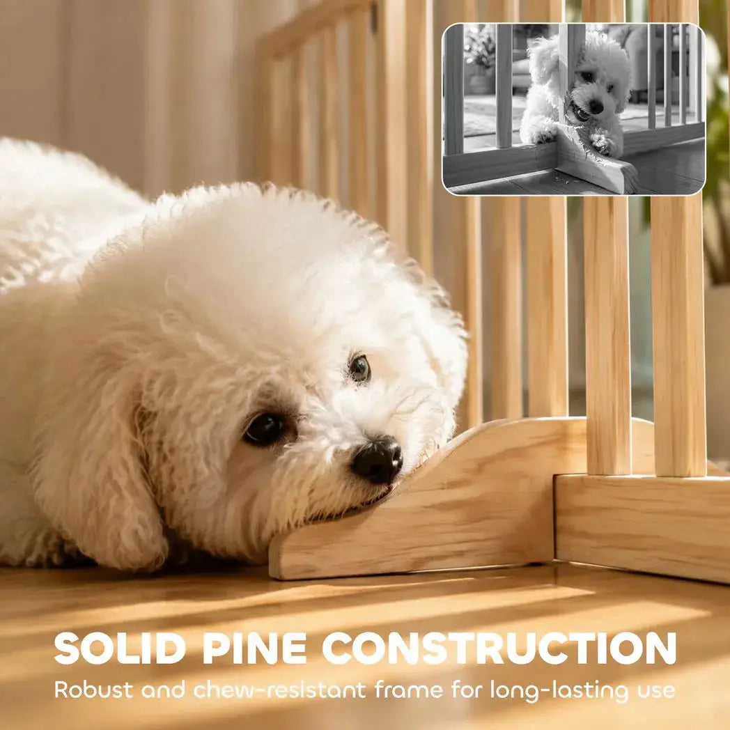 PawHut Wooden Dog Gate, 3-Panel Freestanding Pet Gates Indoor with 2 Support Feet and 360° Flexible Hinges, Natural - from PawHut