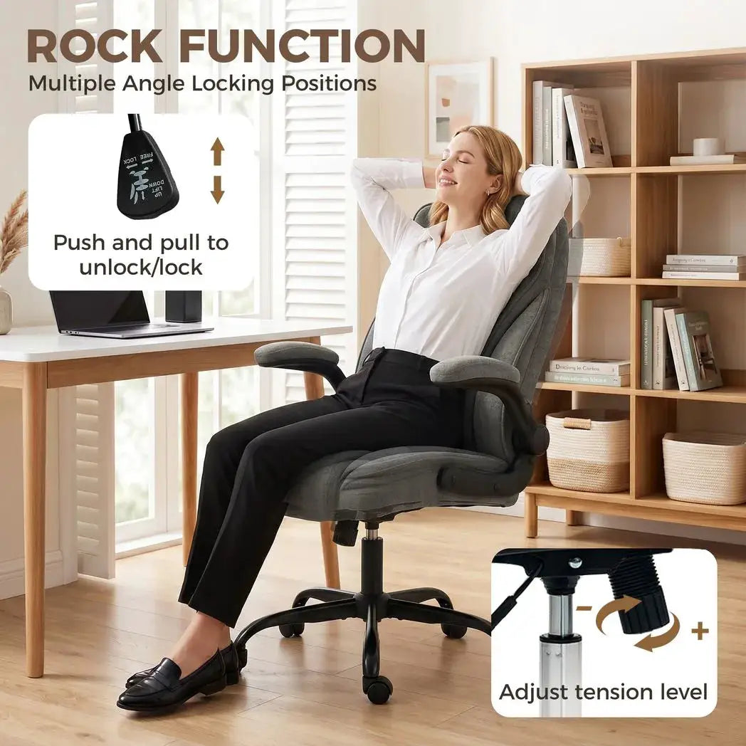 HOMCOM Office Chair, Ergonomic Desk Chair with Flip-up Armrest, Pocket Springs, Swivel Wheels, Adjustable Height, Dark Grey - from HOMCOM