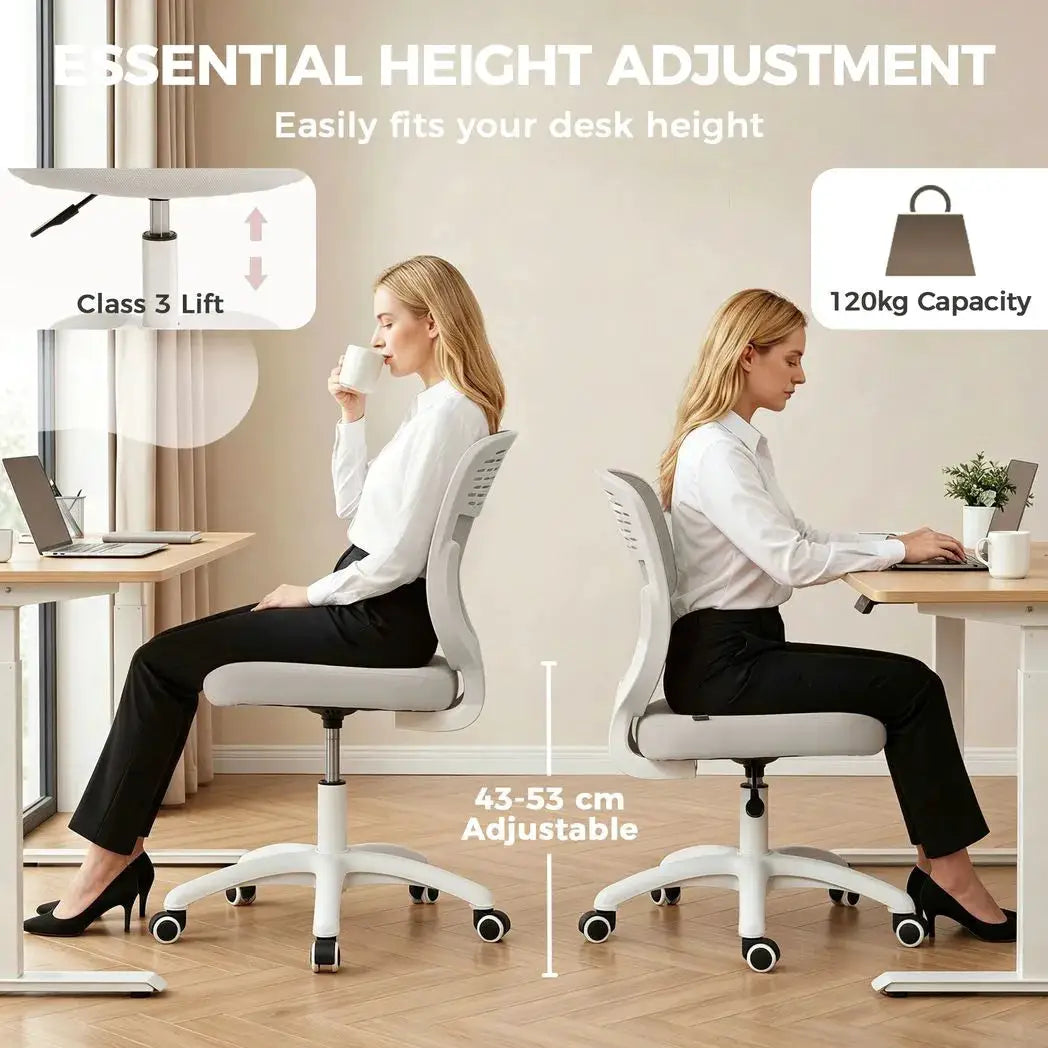 HOMCOM Office Chair, Armless Computer Desk Chair with Breathable Mesh, Adjustable Height, Swivel Wheels, Grey - from HOMCOM