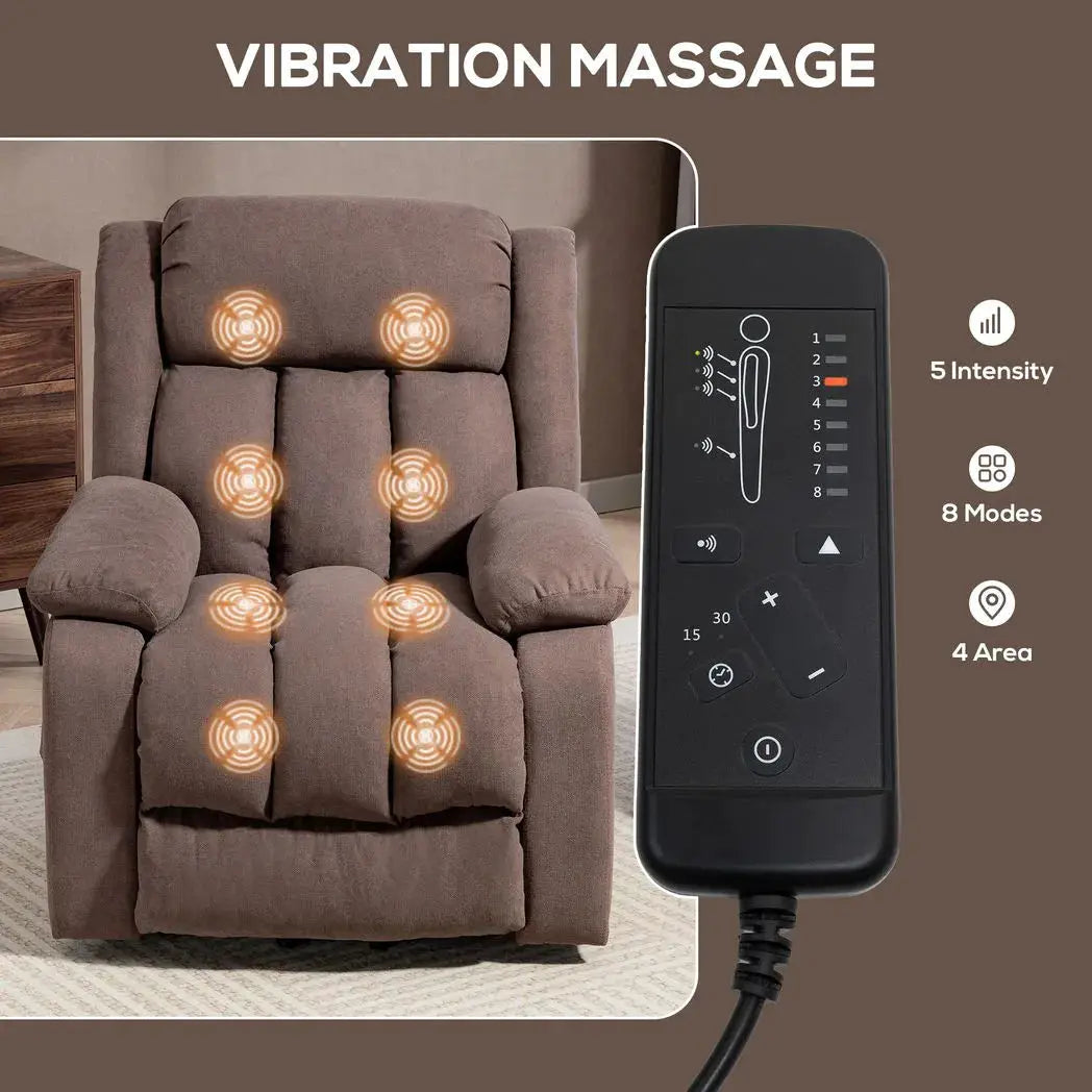 HOMCOM Power Lift Recliner Chair with Vibration Massage, Lift Chair for Elderly with Footrest, Remote, Side Pocket, Dark Brown - from HOMCOM