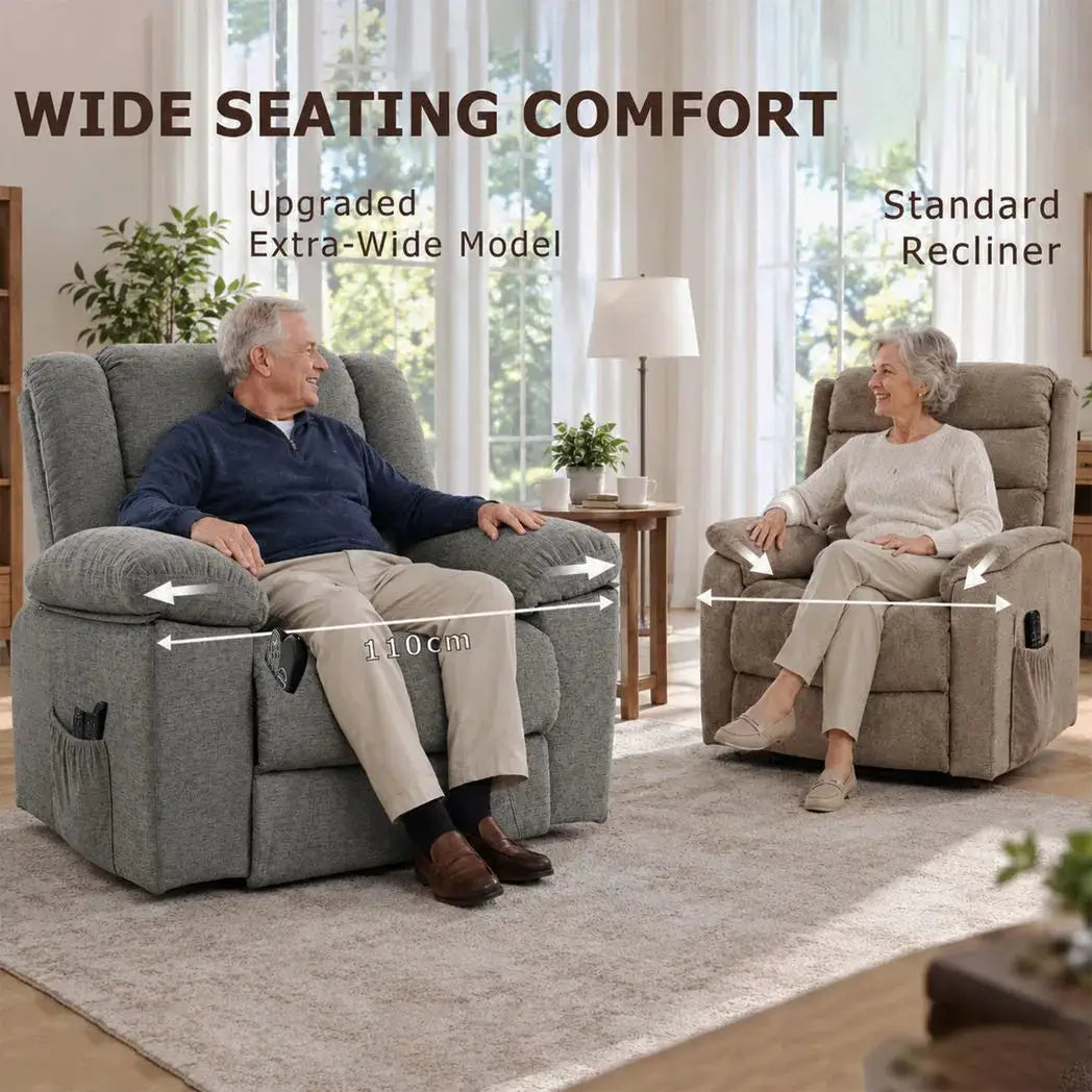 HOMCOM Oversized Riser Recliner Chair with Massage and Heat, Power Lift Recliner for Elderly with Wide Seat and Back, Grey - from HOMCOM