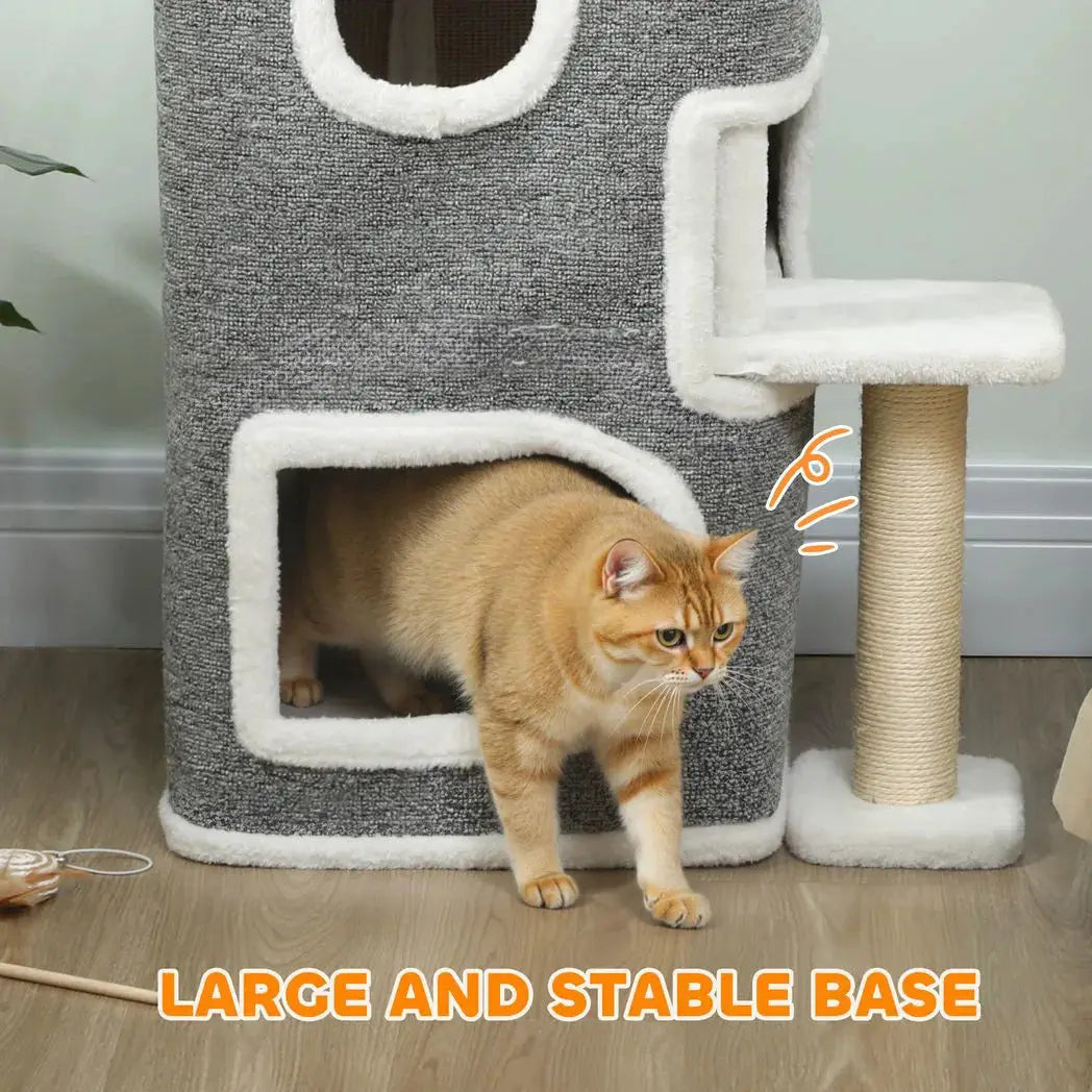 PawHut 75 cm Cat Tree, Cat Tower Condo for Indoor Cats with Scratching Post, Jumping Platform, Grey - from PawHut