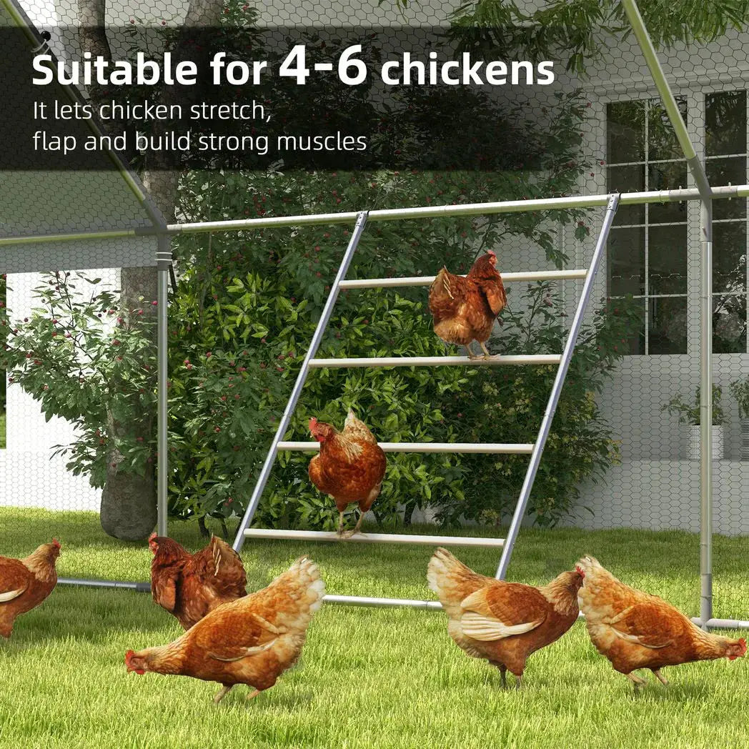 PawHut Chicken Perch for Coop, Wooden and Galvanised Steel Roosting Bar Jungle Gym, Chicken Roosting Ladder for Backyard Farm - from PawHut