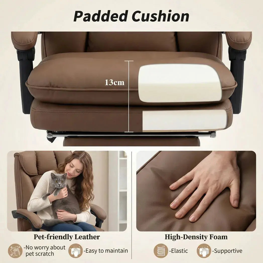 HOMCOM 155° Reclining Faux Leather Swivel Office Chair - Brown - from HOMCOM