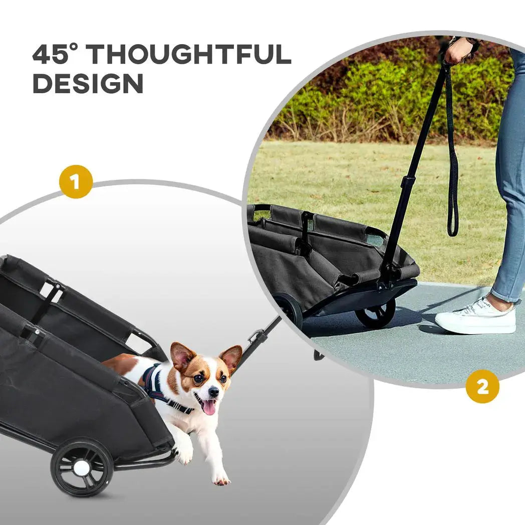 PawHut Pet Wagon Cart, Dog Stroller for Small Dogs and Cats with 4 Wheels, Safety Straps, Storage Bag, Mat - from PawHut