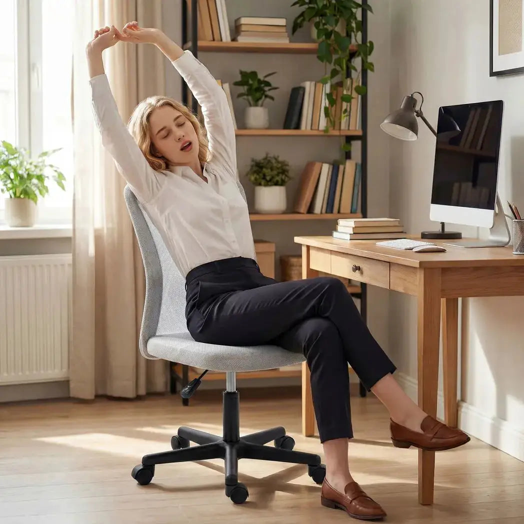 Vinsetto Mesh Office Chair Armless Swivel Executive Computer Desk Chair Adjustable Height Wheels White - from Vinsetto
