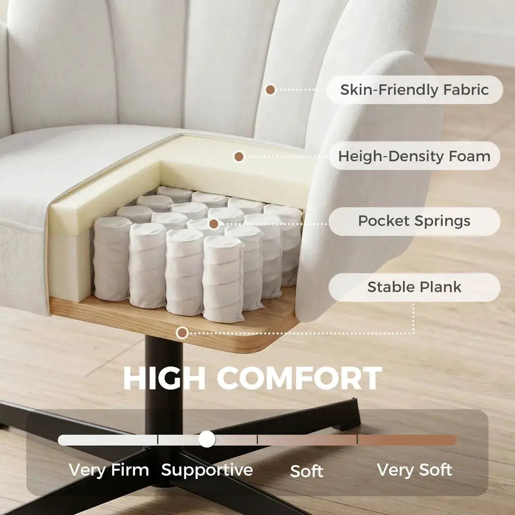 HOMCOM Swivel Accent Chair, Shell-Shaped Armchair with Spring Cushion, Metal Base, Cream White - from HOMCOM