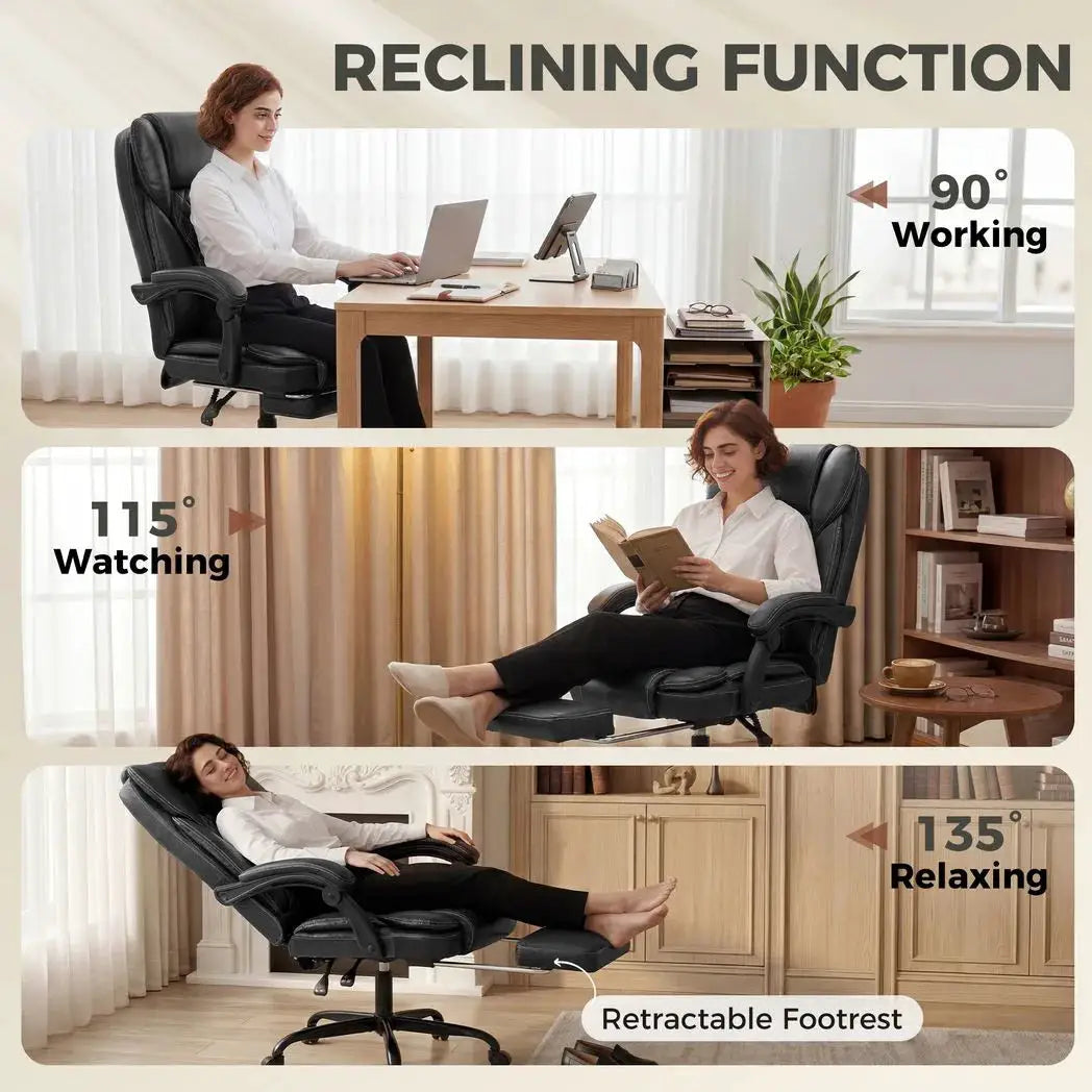 HOMCOM Executive Home Office Chair Reclining Function Footrest Computer Desk Chair High Back, Black - from HOMCOM
