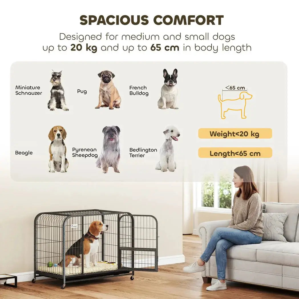 PawHut Heavy Duty Dog Crate,93 x 58 x 76 cm, Large Dog Cage for Small to Medium Breeds - from PawHut